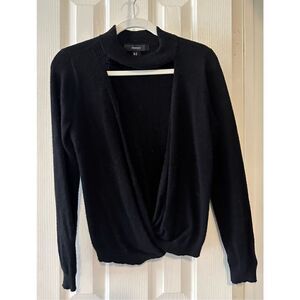 Forever 21 knit sweater mock neck open V criss cross front size M